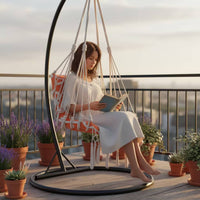 Hanging Swing Chair with Tassels Boho Swing Seat Chair Macrame for Garden, Teens