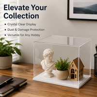 Acrylic Display Case for Models, Clear Dustproof Protection Showcase, White Base Collectible Display Cabinet