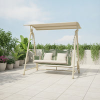 Outdoor Swing Chair with Canopy Weather-Resistant Two-Seat Garden Swing Freestanding Hanging Chair with Frame for Adults, Patio, Backyard, Balcony