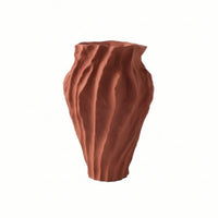 Vase with Irregular Edge Handcrafted Irregular Vase Matte Ceramic Flower Holder for Art Lovers, Entryway Table