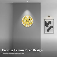 Silent Movement 3D Illusion Wall Clock Non-Ticking Fruit Theme Clock Creative Design for Gift Givers, Families, Living Room, Bedroom