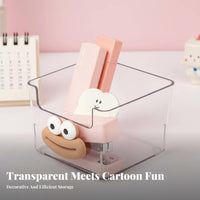 Clear Flat Storage Box Space-Saving Desktop Organizer particle-proofresistant for Desk, Home