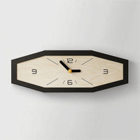 Hexagonal Wall Clock Elegant Clock with Woodgrain Dial Large Slim Profile for Living Room, Home Office