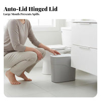 Push Button Wastebasket Space Saving Bathroom Trash Can Push Button Waste Bin Modern Design Slim Trash Can with Lid for Kitchen