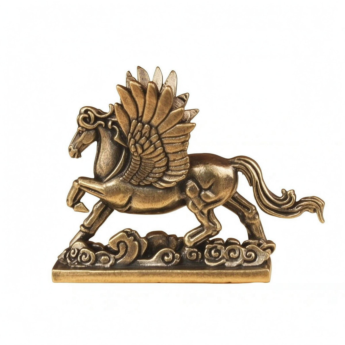 Brass Horse Figurine Cast Metal Horse Ornament Animal Decor Worn Look Decorative