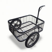 Mesh Cargo Trailer Compact Trailer with Mesh Basket Low-Profile Pull Cart with Handle for Fishing, Grocery Shopping