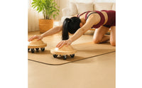 Exercise Wheel with Caster Wheels Smooth-Rolling Wooden Exercise Wheel Compact for Athletes, Indoor Floors, Home Gym