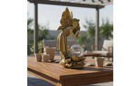 Glass Ball Fairy Sculpture Outdoor Use Resin Fairy Statue Flower Base Celestial Figure Figurine for Patio