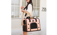 Shoulder Straps Zippered Pet Travel Bag Side Pocket Soft-Sided Pet Carrier Rectangular