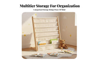 Childrens Wooden Bookcase Washable Textile Toddler Bookshelf Safe Rounded