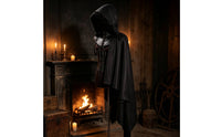 Hooded Cloak Black Medieval Cloak One-Size Costume Cape for Actors, Halloween, Cosplay, Theater