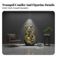Humidifying Effect Gourd Shaped Floor Fountain Calming Ambiance Chinese Design Water Circulation Decor Easy Setup Cascading Water Fountain Handmade for Feng Shui Enthusiasts, Business Owners, Living Room, Office, Reception Area, Entryway