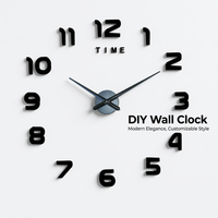 Large Wall Clock Modern, Oversized Mirror Finish Wall Clock Kit, DIY Wall Clock Home Decor, Adjustable Size Wall Clock, Frameless Large Wall Clock