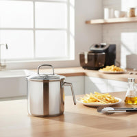Deep Fryer Pot with Basket Single Handle Stockpot with Lid Strainer Insert Cookware