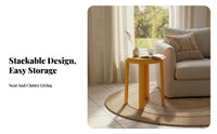 long-finaling Stackable Woven-Look Seat Sturdy Construction Round stacking Stool Space-Saving Design Backless Chair Easy to Clean for Homeowners, Students, educators, Living Room, Kitchen, Balcony, Patio
