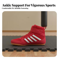 Kids Boxing Shoes Shock-Absorbing High-Top Wrestling Shoes Ankle Support Young Fighting Training Sneakers for Girls, Beginners, Competition, Gym, Mat