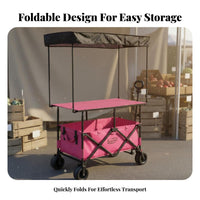 Foldable Utility Cart with Table Sets Up in Seconds Street Vending Cart Folding Vendor Stall Sturdy Construction for Camping