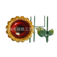 Iron Metal Sunflower Bird Bath with Butterfly and Bee Feeder
