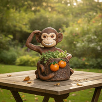 Monkey Planter Resin Monkey Statue with Planter Weather-Resistant Animal Figurines for Gardeners, Homeowners, Patio, Porch