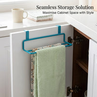 Bathroom Towel Rail, Iron Double Rod for Pantry & Kitchen, No-Drill Hook-On Storage for Small Space Homeowners, Versatile Cabinet Door Rack Over