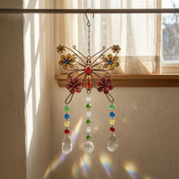 Faceted Beads Crystal Butterfly Suncatcher Floral Accents Butterfly Sun Catcher Multicolored Rainbow Creator Ornament Teardrop Pendants