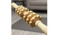Multi-Purpose Leg and Back Fascia Roller Ergonomic Design Wooden Massage Roller Stick Anti-Slip Grip Handheld Back Massager 360° Rotatable Rollers for Athletes, Stretching, Post-Workout, Gym