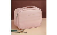Makeup Bag with Brush Holder Zippered Makeup Case Travel Toiletry Bag Compact Organizer Sturdy for Travelers, Suitcase, Bathroom
