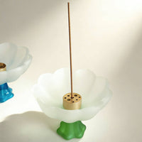 Transparent Lotus Incense Holder Delicate Glass Incense Holder Vintage Design for Meditation, Relaxation, Mindfulness