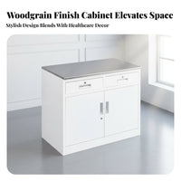 Multi-Functional Storage Oral Health Medical Cabinet Waterproof Medical Sink Cabinet Adjustable Shelves Medical Treatment Counter Wood Grain Finish for Dentists, Beauticians, Hospital, Beauty Salon, Laboratory