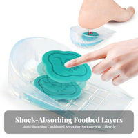 Silicone Heel Pad Cushioned Heel Cup Insert Foot Support Transparent Gridded Underside