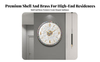 Drill-Drillless Installation Shell Face Wall Clock Quartz Movement Mother of Pearl Clock Easy to Hang for Gift Givers, Bedroom, Entryway