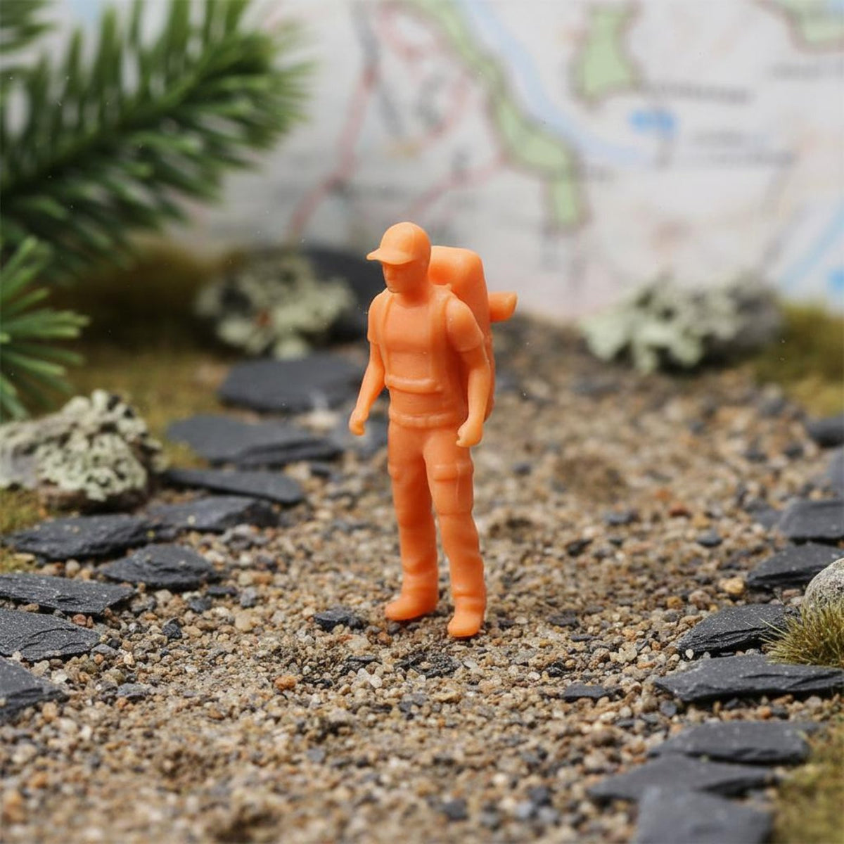 Scale Model Person Collectible Unpainted Backpacker Figurine Tiny Human Figurine Highly Detailed Small Scale Human Model