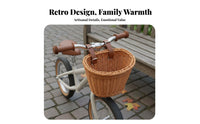 Easy Installation Kids Bike Basket Multi-Purpose Rattan Design Cycle Basket Long-Lasting for Toddlers, Parents, Stroller, Scooter, Cycling