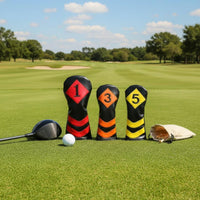 4 Pieces Sport Wood Headcover Set Water Resistant PU Leather Sport Headcover Numbered Course Wood Cover Snug Fit