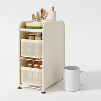 3 Tier Kitchen Countertop Organiser, Pull-Out Spice Rack, Knife & Chopstick Holder, Carbon Steel Storage, 16cm x 40cm x 49cm
