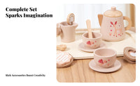 Role-Playing Fun Afternoon Tea Play Set Sturdy Wood Construction Wooden Tea Set Encourages Creativity Toy Teapot and Cups Realistic Design for Preschoolers, Toddlers, Playdates