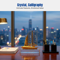 Crystal Sailboat Metal Honor, Business Recognition, Smooth Sailing Theme, Modern Home Decor, Commemorative Gift