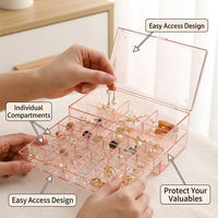 Acrylic Jewelry Accessory Box, 2 Tier Compartment Storage with Lid, Organizer for Vanity Table and for Shelves, Multi Layer Desktop