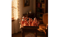 Miniature Tea Set with Tray Embossed Dollhouse Tea Service Decorative Toy for Collectors