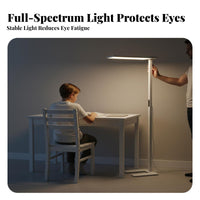 No Flicker Full Spectrum Floor Lamp High Color Rendering Full Spectrum Study Lamp Glare Protection LED Panel Floor Light 4000K Natural Daylight for Students, Children, Professionals, Studying, Bedroom, Studio, Living Room