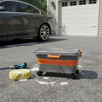 Multi-Purpose Portable Water Carrier with Wheels 22L Folding Water Container Collapsible Rolling Storage Bin for Car Washing, Fishing, Camping, Outdoor