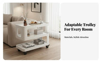 Modern Design Multi-Tier Storage Rolling Trolley on Wheels Space-Saving Design 3-Tier Rolling Stand Easy to Clean Wheeled Side Table Sturdy Construction for Apartment Dwellers, Office Workers, Living Room, Bedroom, Kitchen, Bathroom