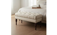 Solid Wood Legs Tufted End of Bed Bench European Design Long Entryway Shoe Bench Multi-Functional Textile Sofa Stool for Cloakroom