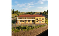 4 Pieces Architectural Railway Station Model Kit Miniature HO Scale Building Model Realistic Station Platform Compatible for Hobbyists