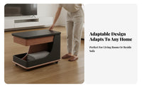 Rolling C-Shaped Table Minimalist aesthetic Rolling C-Shaped Stand Multi-Functional Bottom Storage Shelf for Seniors, Homeowners