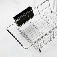 Kitchen Sink Rack Stainless Steel Rack Dishware Organizer, Expandable Over Sink Kitchen Sink Organizer with Cutlery Holder, Modern Space Saving