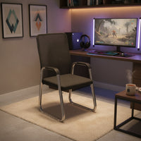 Sled Base Chair Padded Armless Chair Compact for Telecommuters, Students, Home Office, Study Room