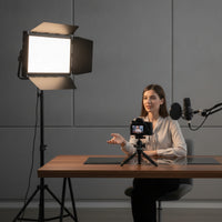 Bi-Color LED Light Panel with Barn Doors Flat Studio Light Panel with Barn Doors Adjustable Lighting Equipment Bright for Livestreaming