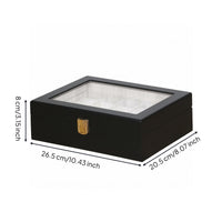 Matte Black Watch Storage Box Gold-Tone Clasp Watch Display Case Padded Interior