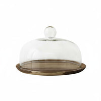 Wooden Cake Plate with Glass Cover Multifunctional Wooden Cake Display with Cover Serving Ware Handmade Servingware for Caterers